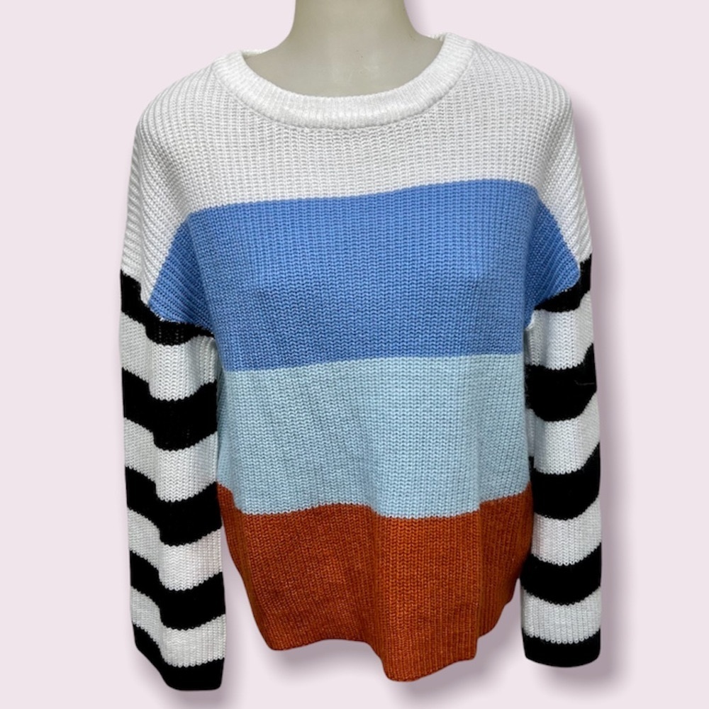 ZESICA Sweater Color Black Chunky Knit 3/4 Sleeve Top Sz Small - Picture 4 of 7